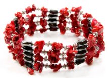 Magnetic Haematite and Coral Power Bracelet